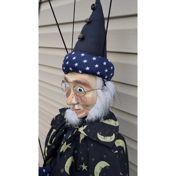 Vintage Puppet Wizard Marionette Merlin Large 3' Sorcerer Magician - Picture 13 of 16